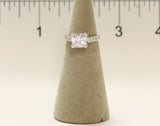 Women's Rhodium Plated Dress Ring Princess Cut Lavender CZ 116