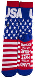 Men's Land Of The Free Home Of The Brave USA Flag Socks (Sizes 9-15)