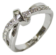 Women's Rhodium Plated Dress Ring CZ Knot Band 108