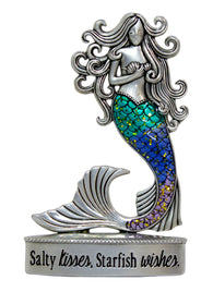 2 Inch Mermaid Figurine W/ Colorful Enamel - Salty Kisses, Starfish Wishes