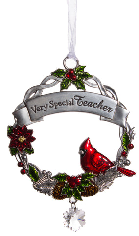 Attractive Zinc Christmas Cardinal Ornaments By Ganz- Teacher