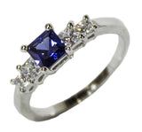 Women's Rhodium Plated Dress Ring Princess Cut Sapphire CZ 098