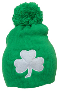 St. Patrick's Day Costume Accessory - Lucky Three Leaf Clover Knit Beanie Cap