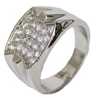 Men's Rhodium Plated Dress Ring Multi Round Cut CZ 087