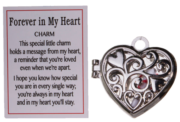 Adorable Forever In My Heart Zinc Charm w/ Stiny Scroll & Story Card