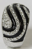 Women's Rhodium Plated Dress Ring Austrian Crystal and Enamel 048