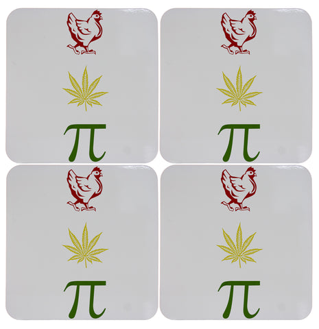 Set of Four Chicken Pot Pi Rasta Cork Backed Coasters