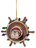 Christmas Ornament- Santa In Ships Wheel w/ Lights Double Sided Ornament