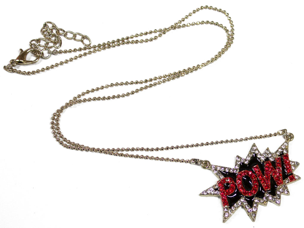 24 Inch Zinc Pop Art Necklace With Rhinestones And Enamel