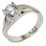 Women's Rhodium Plated Dress Ring Criss Cross Band Round Cut CZ 114