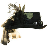 Deluxe Velvet 4.25 Inch Steampunk Top Hat with Removable Goggles