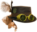 Deluxe Velvet 4.25 Inch Steampunk Top Hat with Removable Goggles