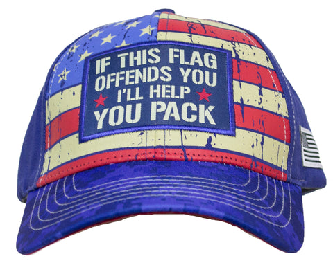 If This Flag Offends You, I'll Help You Pack Patriotic Baseball Cap Hat