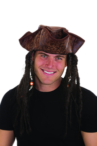 Jacobson Hat Company Men's Caribbean Pirate with Braids, Brown, One Size