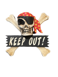 Hand Made 8x8 Inch Jolly Roger Pirate "Keep Out" Sign