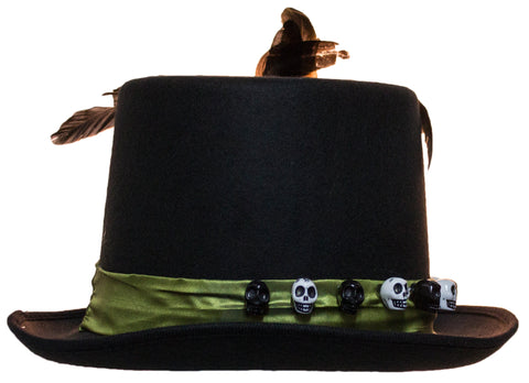 Men's 6 Inch Deluxe Voodoo Witch Doctor Hat with Green Satin Band 