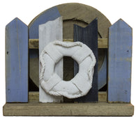 Set of Four Wooden Coasters and Holder with Life Ring Design