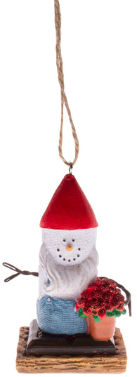 S'mores Gnome w/ Poinsettia Christmas Ornament