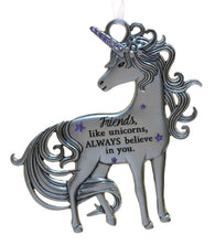 3 Inch Inspirational Zinc Unicorn Ornament - Friends