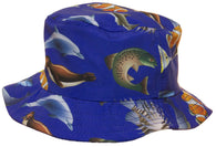 Little Boys Toddler Tot Sized Bucket Hat With Sealife Print