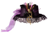 Costume Accessory - Felt Top Hat with Lace, Feathers and Skeleton