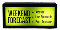 7 x 3 Inch Battery Operated Funny "Weekend Forecast" Box Light