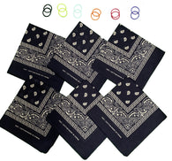 DIY Face Mask Kit- 6 bandanas + 12 Pony Tail Holders - Make 6 Masks (Navy)