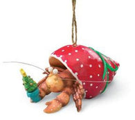 Pet Hermit Crab in Holiday Red Shell Christmas Tree Ornament