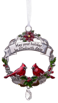 Attractive Zinc Christmas Cardinal Ornaments By Ganz- Filled With Love