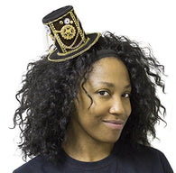 4 Inch Velvet Steampunk Top Hat Hair Clip with Gears and Chains