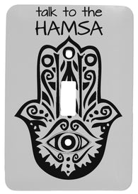 Talk to The Hamsa Yoga Design Single Toggle Metal Light Switch Cover