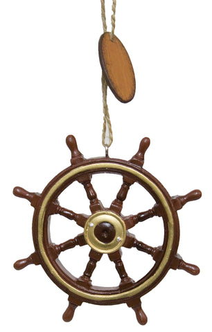 Nautical Christmas Decoration - Authentic Looking Ship Wheel Ornament
