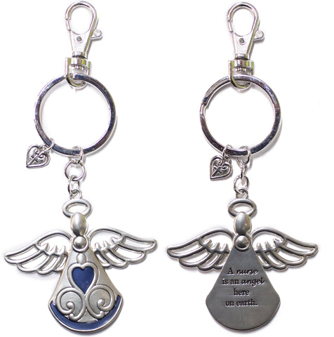 Special Angel Zinc Key Chain w/ Clip & Story Card - Nursing