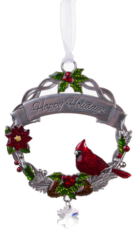 Attractive Zinc Christmas Cardinal Ornaments By Ganz- Happy Holidays