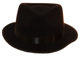 Black Razor Fedora Hat with Black Satin Band