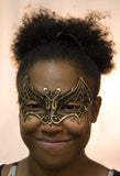 Costume Accessory - Lace Bat Mask with Elastic Band (Gold)