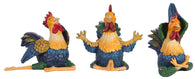 Super Cute 4 Inch Polyresin Yoga Farm Roosters in Choice of Position