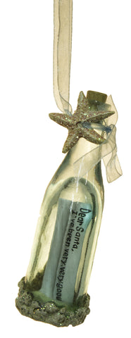 4 Inch Message To Santa In A Bottle Christmas Ornament