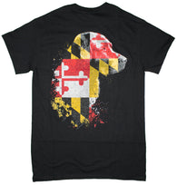 Men's Officially Licensed  Maryland Flag  With Labrador Retriever Design T-Shirt