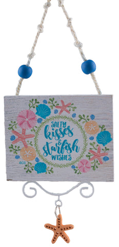 Salty Kisses & Starfish Wishes Sign Christmas/ Everyday Ornament