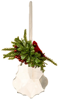 Kissing Krystals 4 Inch Mistletoe Cardinal Fancy Leaf Ornament