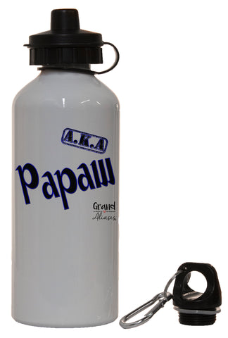 Grand Aliases Series Grandfather "A.K.A. Papaw" White Aluminum 14oz Water Bottle