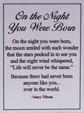 On The Night You Were Born Zinc Pocket Charm w/ Story Card - Baby In Crib