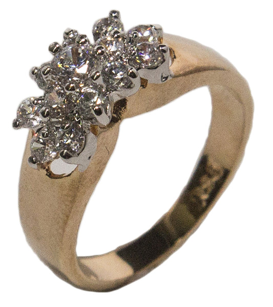 Women's 18 Kt Gold Plated Dress Ring Cubic Zirconia Cluster 017