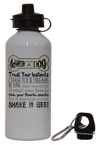 Dog Lovers Advice From A Dog White Aluminum 14 Ounce Water Bottle