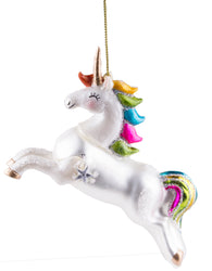 Unicorn Blown Glass Ornament w/ Sparkly Glitter