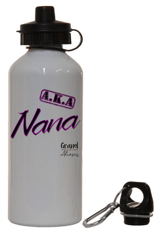 Grand Aliases Series Grandmother "A.K.A. Nana" White Aluminum 14oz Water Bottle