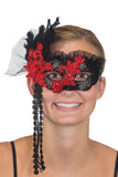 Halloween/ Day Of The Dead Feather and Lace Senorita Mask w/ Sequins