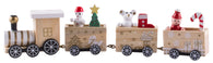 Painted Wooden Christmas Train Figurine (Natural) w/ Engine & 3 Cars