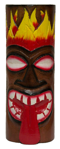 Hand Carved Hand Painted 10 Inch Large Tiki Totem Pole - Red Tongue